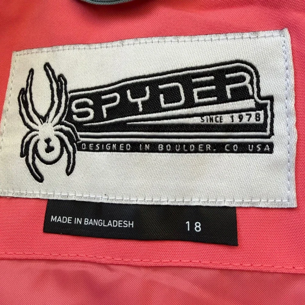 Spyder Kids Insulated Ski Snowboard Jacket Teal Pink Hooded Winer Size 18 XS/S‎